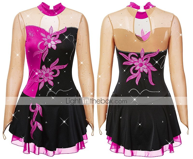 Rochie de Patinaj Artistic Pentru femei Fete Πατινάζ στο πάγο Rochii Ținute Yan roz Alb / Alb Galben și galben Peteci Spandex Înaltă Elasticitate Competiție Ținută Patinaj Clasic Manșon Lung Patinaj 2025 - $123.99 –P18