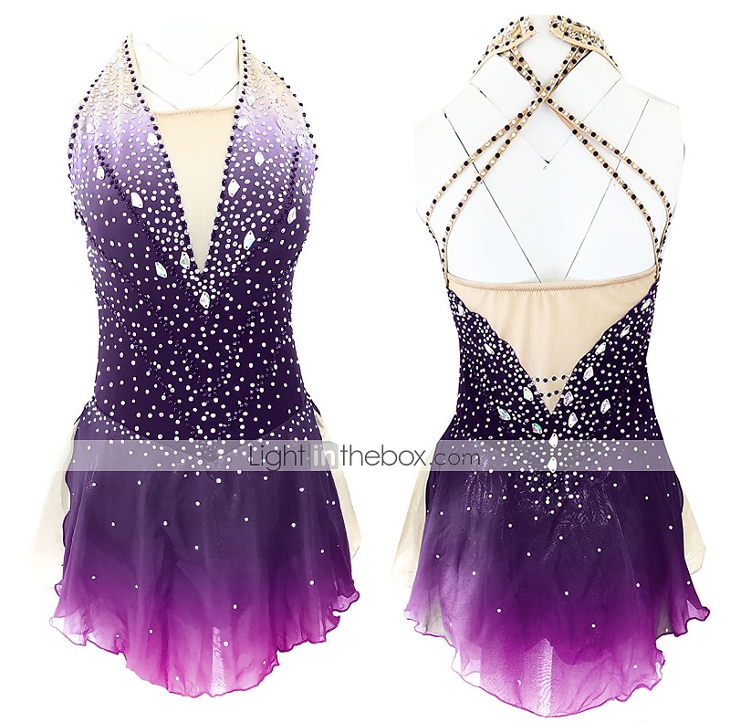 Vestido de patinaje artístico Mujer Chica Patinaje Sobre Hielo Vestidos Accesorios Púrpula Claro Rosado morado Amarillo y amarillo Espalda Abierta Licra Microelástico Entrenamiento Ropa de Patinaje 2026 - $157.99 –P5