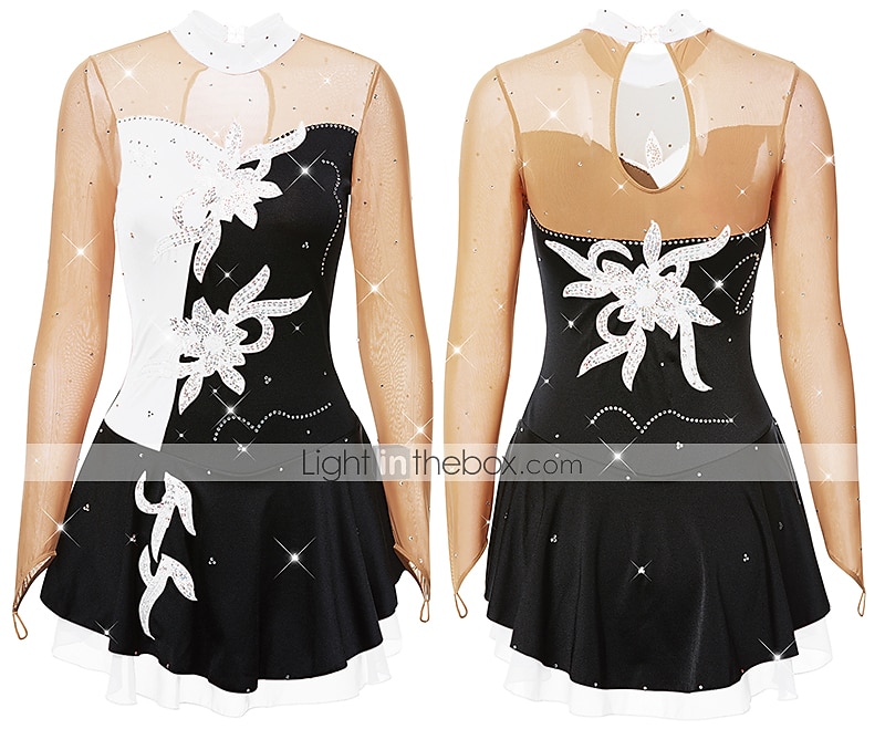 Rochie de Patinaj Artistic Pentru femei Fete Πατινάζ στο πάγο Rochii Ținute Yan roz Alb / Alb Galben și galben Peteci Spandex Înaltă Elasticitate Competiție Ținută Patinaj Clasic Manșon Lung Patinaj 2025 - $123.99 –P13