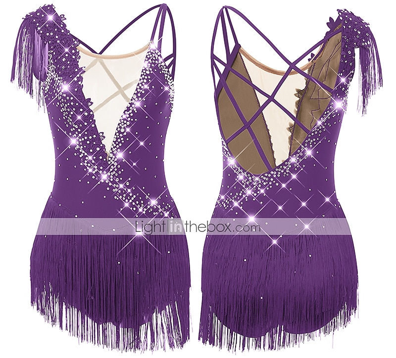 Eiskunstlaufkleid Damen Mädchen Eislaufen Kleider Schwarz Weiß Gelb Kreuz und quer Quaste Gitter Spandex Hochelastisch Wettbewerb Eiskunstlaufkleidung Ärmellos Latintanz Eislaufen Wintersport 2025 - $86.99 –P15