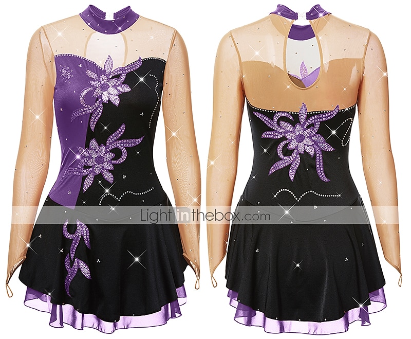 Rochie de Patinaj Artistic Pentru femei Fete Πατινάζ στο πάγο Rochii Ținute Yan roz Alb / Alb Galben și galben Peteci Spandex Înaltă Elasticitate Competiție Ținută Patinaj Clasic Manșon Lung Patinaj 2025 - $123.99 –P20