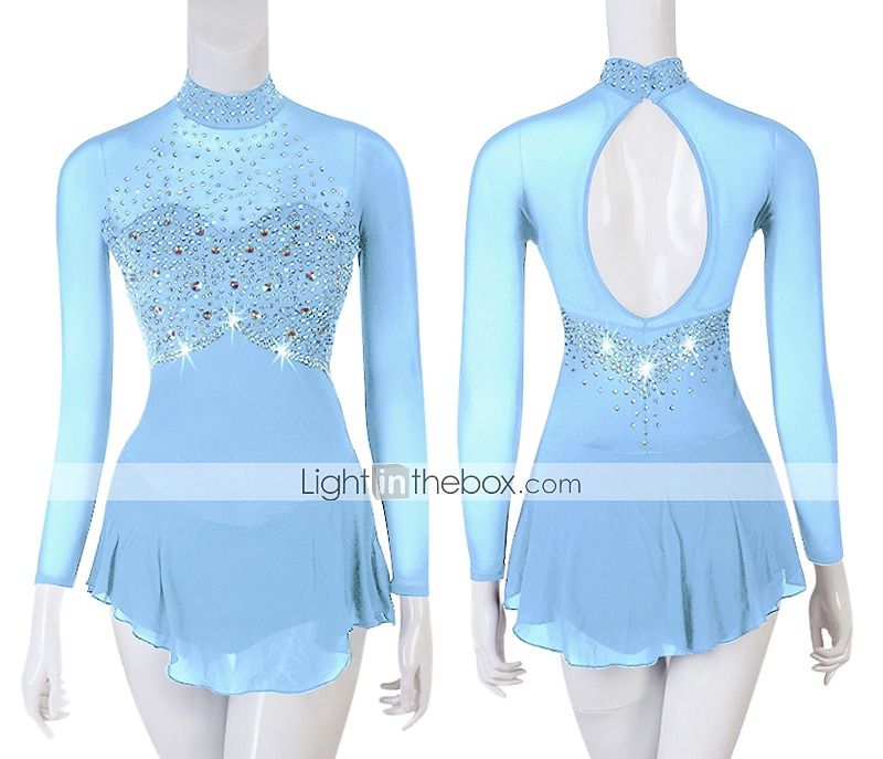 Eiskunstlaufkleid Damen Mädchen Eislaufen Kleider Austattungen Gelb Dunkelrot Dunkelmarine Patchwork Gitter Spandex Hochelastisch Praxis Professionell Wettbewerb Eiskunstlaufkleidung Kristalle 2026 - $117.99 –P14