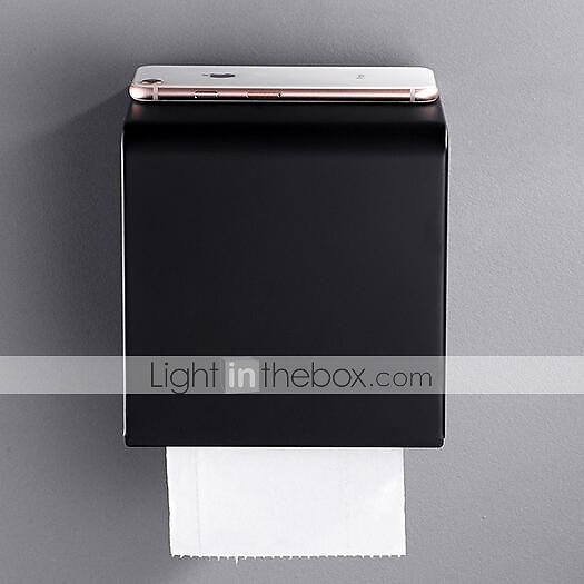 wc-paperiteline nykyaikainen alumiininen seinälle asennettava wc-paperirullan pidike mattamusta 1kpl 2025 - $9.99 –P5