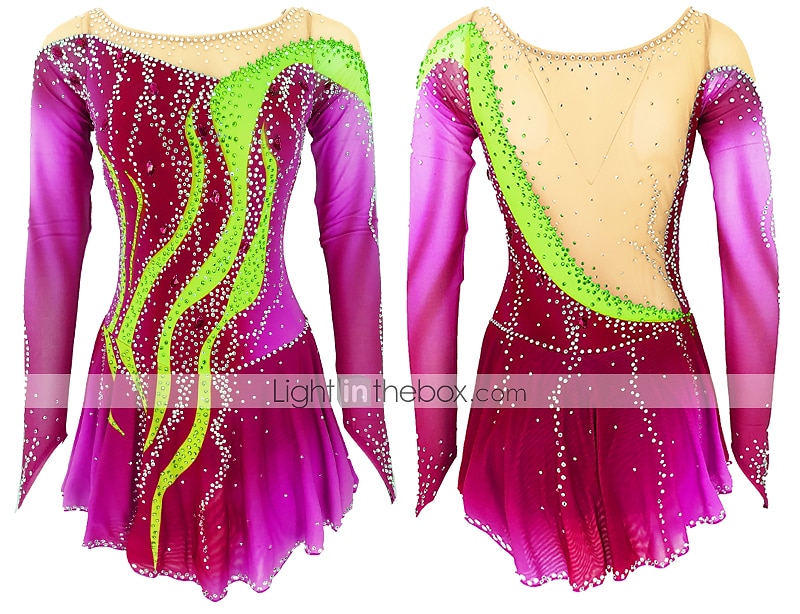 Rochie de Patinaj Artistic Pentru femei Fete Πατινάζ στο πάγο Rochii Ținute Yan roz Violet Alb / Alb Deschide Înapoi Spandex Înaltă Elasticitate Antrenament Ținută Patinaj Confecționat Manual Mat 2025 - $194.99 –P8