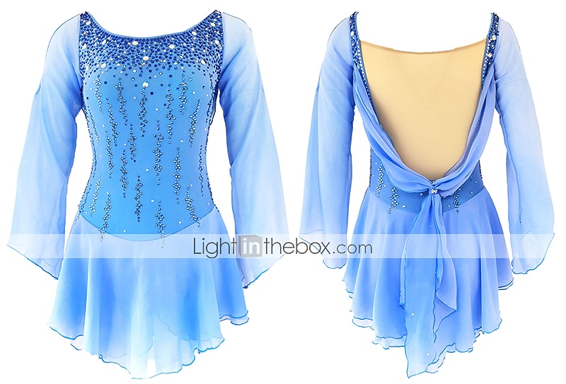 Robe de Patinage Artistique Femme Fille Patinage Robes Tenue Rose clair Blanc / Blanc Jaune et jaune Dos ouvert Spandex Micro-élastique Entraînement Tenue de Patinage Fait à la main Classique Cristal de 2025 ? $145.99 –P5