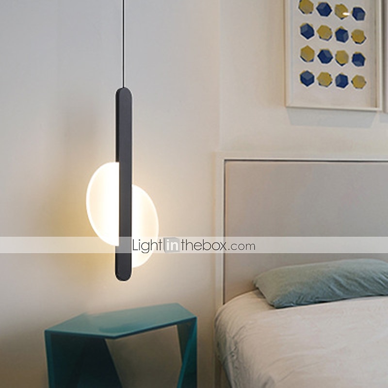 20 cm LED Pendant Light Nordic Black Hanging Light with White Lampshade Dining Room Office Bedroom Simple Geometric Metal Black LED Modern 220-240V 2025 - $120.99 –P8