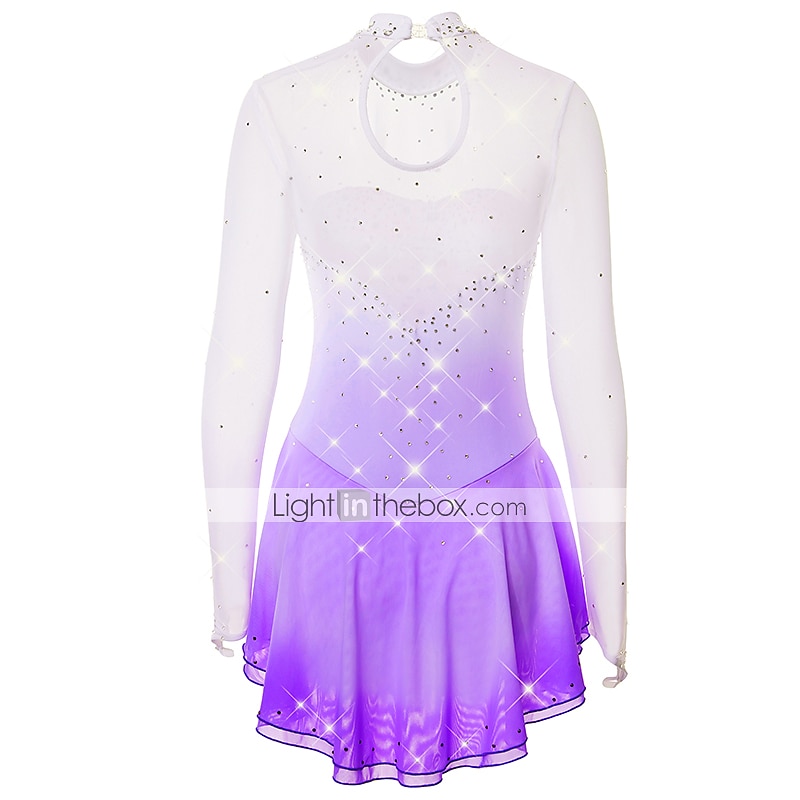 Figure Skating Dress Women's Girls' Ice Skating Dress Outfits Yan pink Golden yellow Violet Halo Dyeing Spandex Stretch Yarn Lace High Elasticity Professional Competition Skating Wear Handmade Fashion 2026 - $141.99 –P6