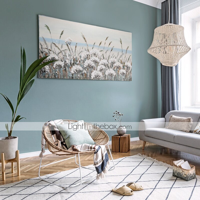 Hang-Ölgemälde Handgemalte Horizontal Abstrakt Landschaft Blumenmuster / Botanisch Modern Fügen Innenrahmen / Gestreckte Leinwand 2025 - $150.99 –P7