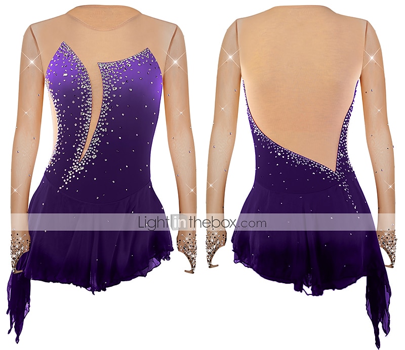 Kűrruha Női Lány Klizanje na ledu Ruhák Felszerelések Narancssárga piros Ibolya Sárga Aszimmetrikus szegély Háló Spandex Verseny Kűrruhák Divat Hosszú ujj Jégkorcsolyázás Műkorcsolyázás 2025 - $107.99 –P6