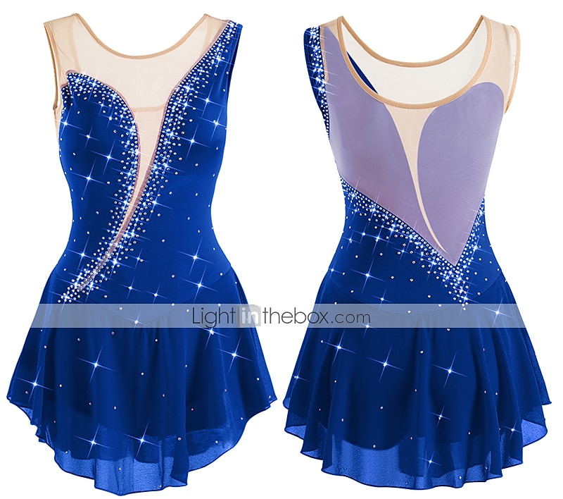 Kunstschaatsjurk Dames Voor meisjes Schaatsen Jurken Wit / Wit Geel en geel Donker paars Asymetrische zoom Netstof Spandex Hoge Elasticiteit Wedstrijd Kunstschaatskleding Kristal / Bergkristal 2026 - $101.99 –P14