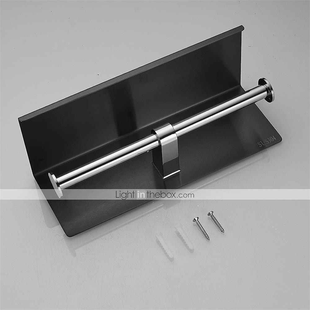 Toilet Paper Holder Multifunction Stainless Steel Bathroom Shelf Double Rods Wall Mounted 1pc 2025 - $60.99 –P5
