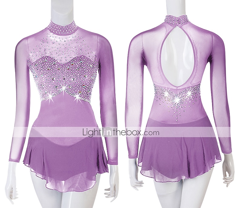 Eiskunstlaufkleid Damen Mädchen Eislaufen Kleider Austattungen Gelb Dunkelrot Dunkelmarine Patchwork Gitter Spandex Hochelastisch Praxis Professionell Wettbewerb Eiskunstlaufkleidung Kristalle 2026 - $117.99 –P10