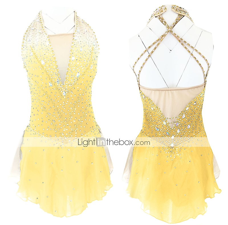 Vestido de patinaje artístico Mujer Chica Patinaje Sobre Hielo Vestidos Accesorios Púrpula Claro Rosado morado Amarillo y amarillo Espalda Abierta Licra Microelástico Entrenamiento Ropa de Patinaje 2026 - $157.99 –P9