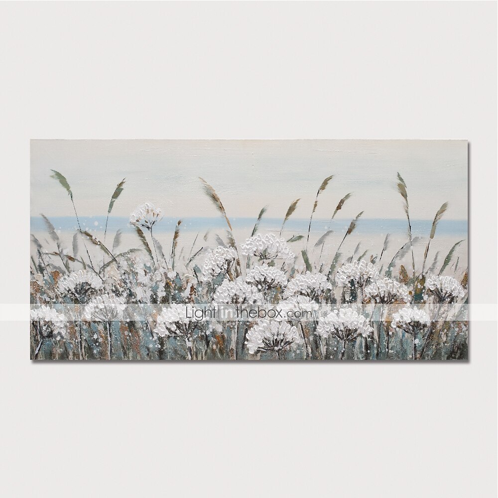 Hang-Ölgemälde Handgemalte Horizontal Abstrakt Landschaft Blumenmuster / Botanisch Modern Fügen Innenrahmen / Gestreckte Leinwand 2025 - $150.99 –P1