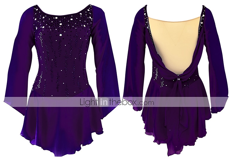 Robe de Patinage Artistique Femme Fille Patinage Robes Tenue Rose clair Blanc / Blanc Jaune et jaune Dos ouvert Spandex Micro-élastique Entraînement Tenue de Patinage Fait à la main Classique Cristal de 2025 ? $145.99 –P7