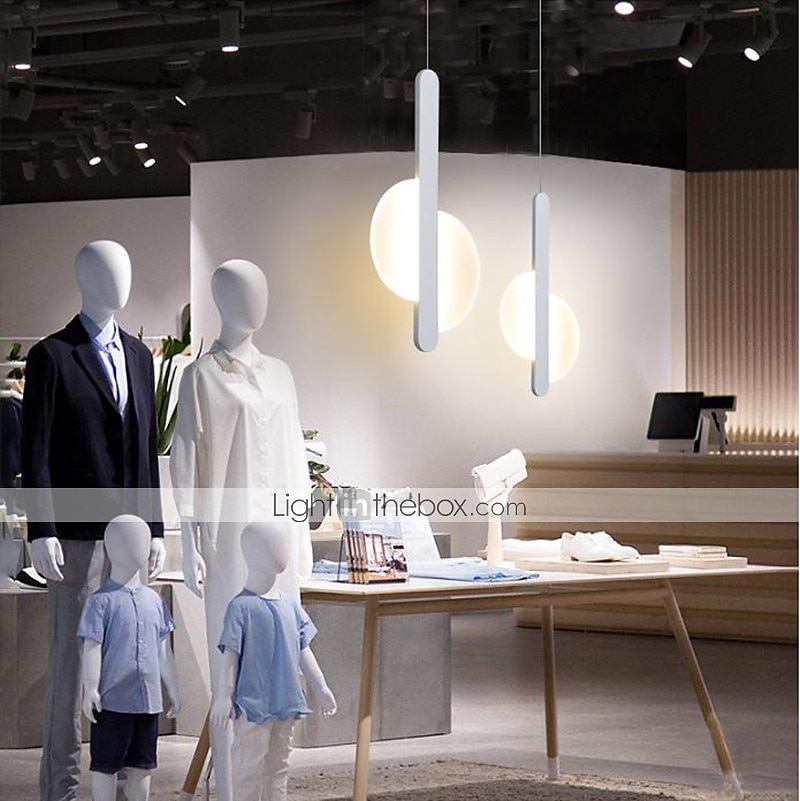 20 cm LED Pendant Light Nordic Black Hanging Light with White Lampshade Dining Room Office Bedroom Simple Geometric Metal Black LED Modern 220-240V 2025 - $120.99 –P6