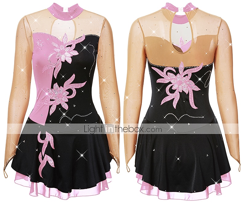 Rochie de Patinaj Artistic Pentru femei Fete Πατινάζ στο πάγο Rochii Ținute Yan roz Alb / Alb Galben și galben Peteci Spandex Înaltă Elasticitate Competiție Ținută Patinaj Clasic Manșon Lung Patinaj 2025 - $123.99 –P19