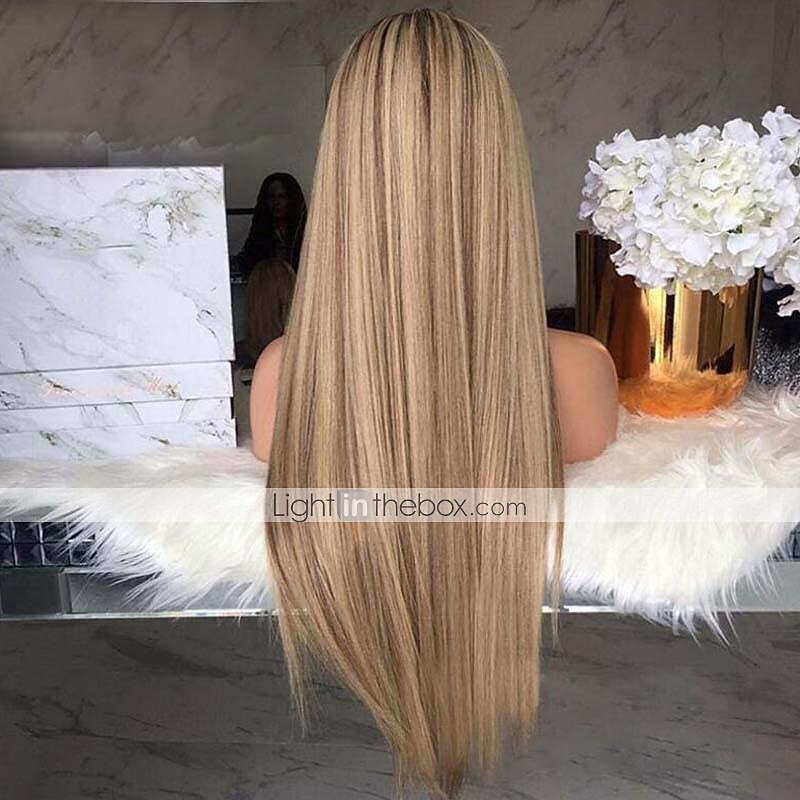 synthetische pruik recht kinky recht asymmetrisch machinaal vervaardigde pruik blond lang blond synthetisch haar 27 inch dames middenstuk blond / dagelijks gebruik barbiecore pruiken 2025 - $20.99 –P3