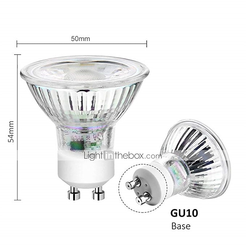 2025年 6個の調光可能なLED電球スポットライト5W COB GU10 /GU5.3(MR16）LEDスポットライト220V用ホームランパーダランプガラスシェル  コレクション – $31.99 –P2