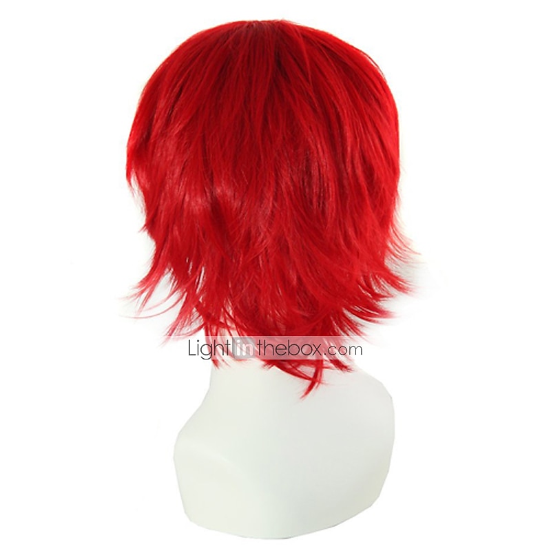 Synthetic Wig Curly Asymmetrical Wig Short Red Synthetic Hair 11