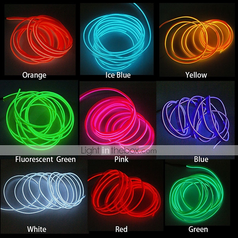 DIY Neon Glow Light Strip EL Wire Rope High Brightness With 3/12V Controller AF 