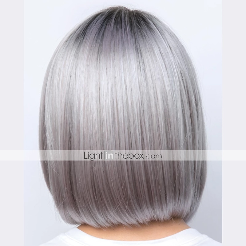 Perruque Synthétique Droit Droit crépu Bob Coupe Carré Fabriqué à la machine Perruque Court Grise Marron Cheveux Synthétiques 11 pouce Femme Marron Gris / Usage quotidien de 2026 ? $24.99 –P3