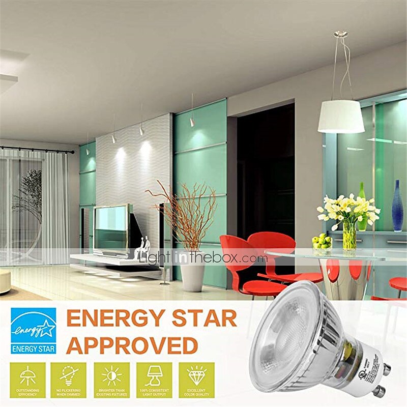 2025年 6個の調光可能なLED電球スポットライト5W COB GU10 /GU5.3(MR16）LEDスポットライト220V用ホームランパーダランプガラスシェル  コレクション – $31.99 –P3