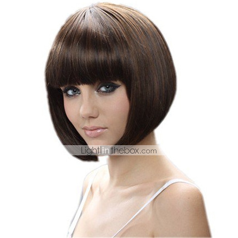 Perruque Synthétique Droit Bob Coupe Carré Coupe Droite Fabriqué à la machine Perruque Court Marron Cheveux Synthétiques 13 pouce Femme Meilleure qualité Marron / Usage quotidien de 2025 ? $17.49 –P2