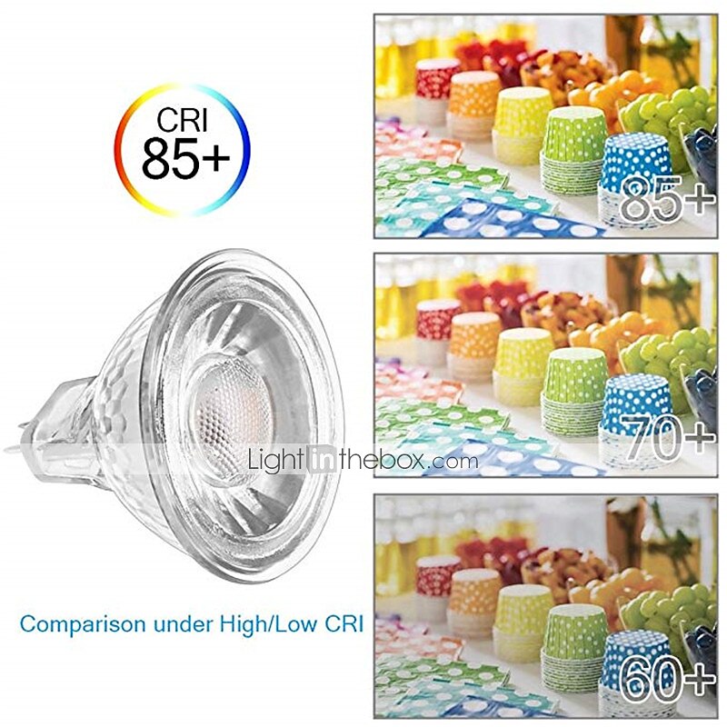 2025年 6個の調光可能なLED電球スポットライト5W COB GU10 /GU5.3(MR16）LEDスポットライト220V用ホームランパーダランプガラスシェル  コレクション – $31.99 –P1
