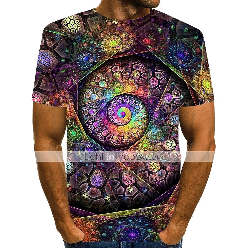 Homens Gráfico Galáxia Camisa Social Camiseta Manga Curta Camiseta Decote Redondo Camisa Básico Feriado Arco-íris Roupa S M L XL 2XL 3XL de 2026 por $19.49 –P1
