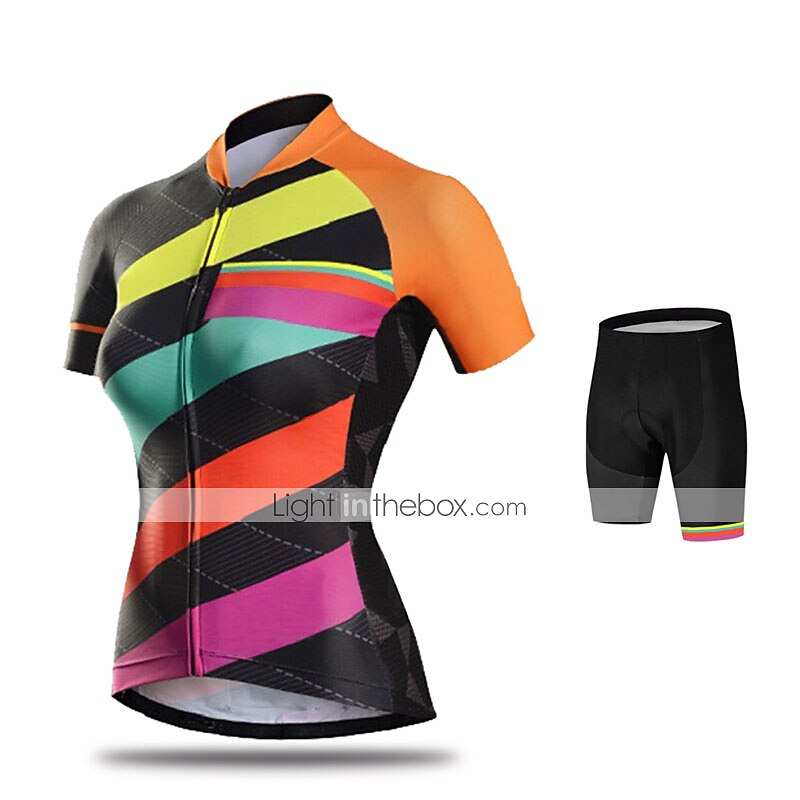 Mujer Maillot de Ciclismo con Culotte Manga Corta MTB Bicicleta Montaña Ciclismo Carretera Verano Primavera Otoño Rosa Morado Naranja Color sólido Rayas Retazos Bicicleta Almohadilla 3D Ciclismo 2026 - $56.99 –P8