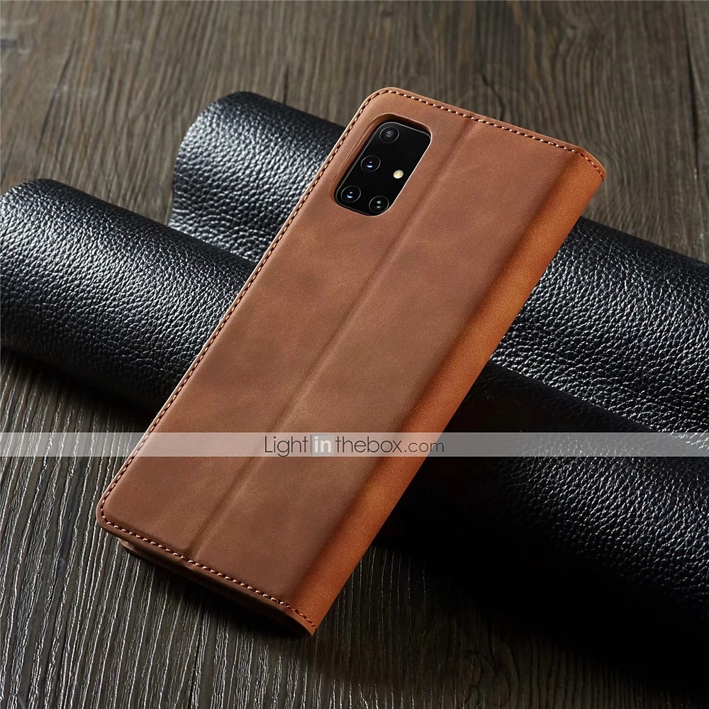 Phone Case For Samsung Galaxy S24 S20 Plus S20 Ultra S20 S25 Ultra Full Body Case Leather Flip Flip Card Holder Magnetic Solid Colored PU Leather 2025 - $18.99 –P14