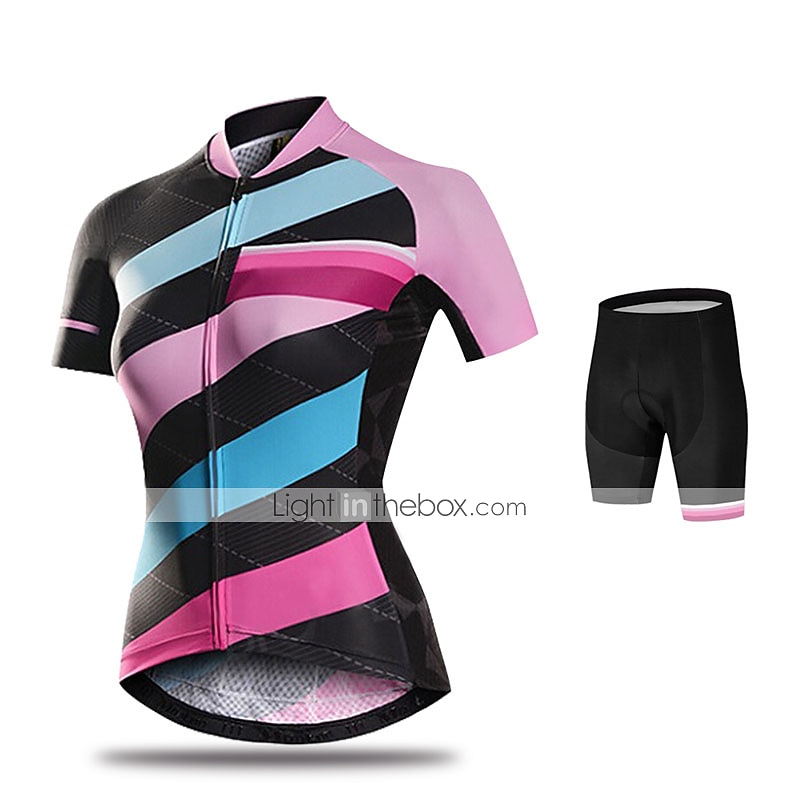 Mujer Maillot de Ciclismo con Culotte Manga Corta MTB Bicicleta Montaña Ciclismo Carretera Verano Primavera Otoño Rosa Morado Naranja Color sólido Rayas Retazos Bicicleta Almohadilla 3D Ciclismo 2026 - $56.99 –P2