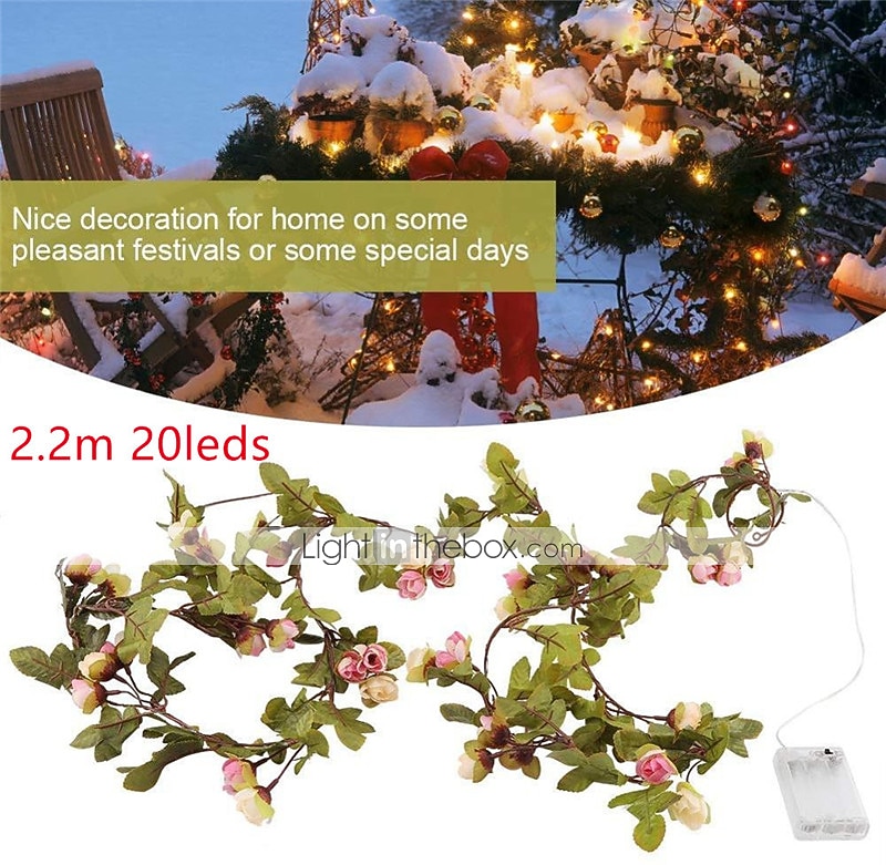 Elegant Wedding Reception Party 2M Fairy Flower Leaf Garland String Lights, Battery Powered 20 LED Copper Wire for Christmas Holiday, Wedding, Party and Forest Themes 2025 - $13.99 –P2