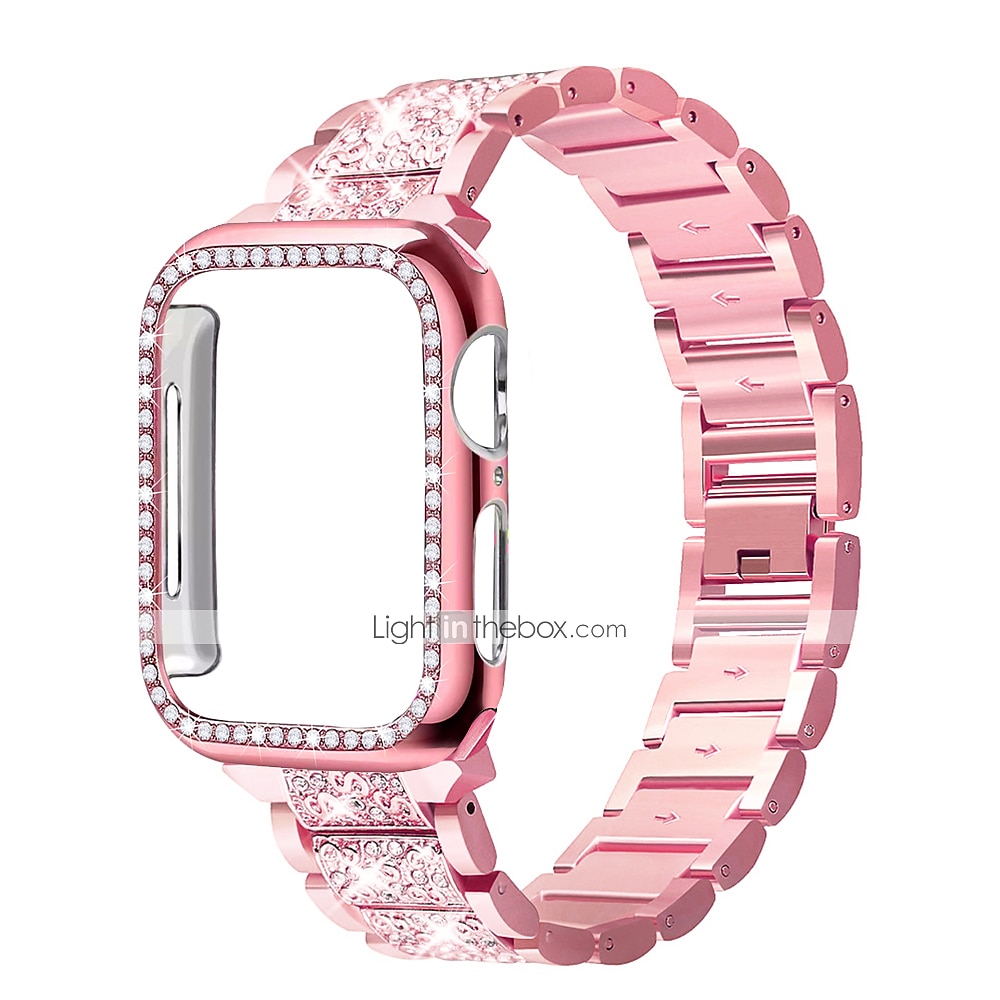 Cinturino per orologio  per Apple Watch 38mm 40mm 41mm 42mm 44mm 45mm 49mm iwatch Series Ultra 8 7 6 SE 5 4 3 2 1 Acciaio inossidabile Con diamantini Sostituzione Cinghia con caso Diamante Bling del 2025 a $22.99 –P3