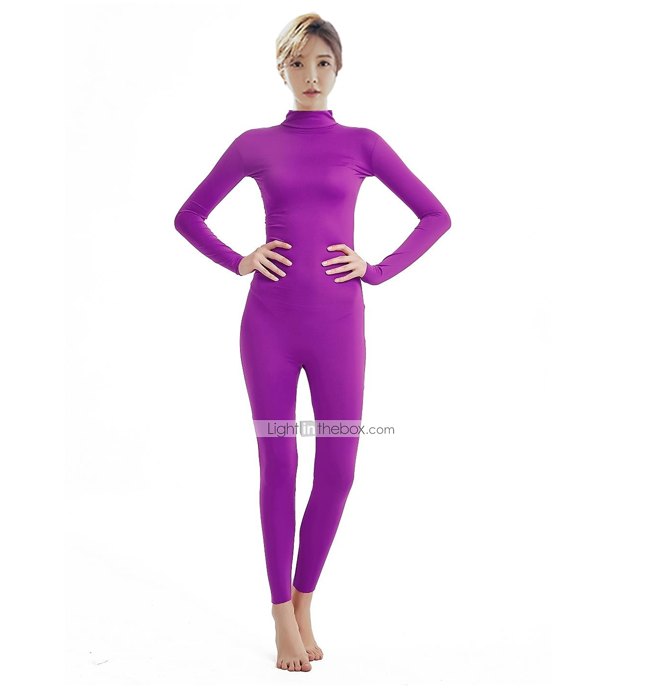 Women Solid Color Full Bodysuit Costume Skin Suit Adults Catsuit Cosplay  Costume Outfit