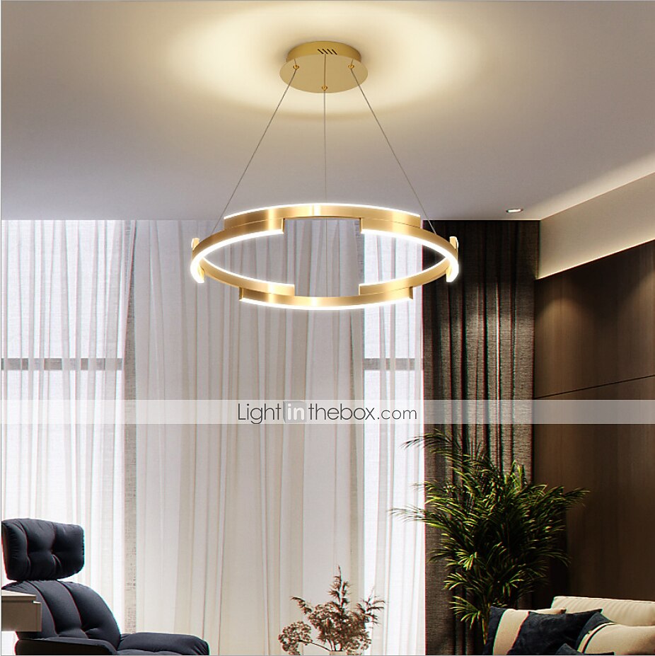 80 cm cercle pendentif lumière or lustre de luxe en aluminium anodisé LED moderne de 2026 ? $499.99 –P1
