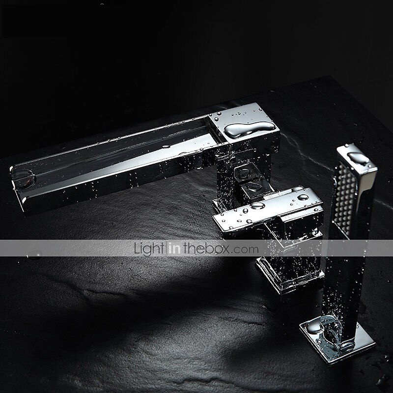Bathtub Faucet -3 Holes Waterfall Bathtub Mixer Tap Chrome Bathroom Shower Faucet 2025 - $226.79 –P5