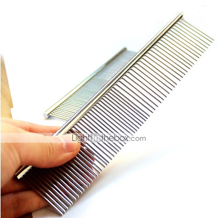 peigne pour animaux de compagnie en acier inoxydable animaux de compagnie chien chat toilettage double rangée dents peignes épilation à poils brosse peigne râteau de 2025 ? $9.49 –P2