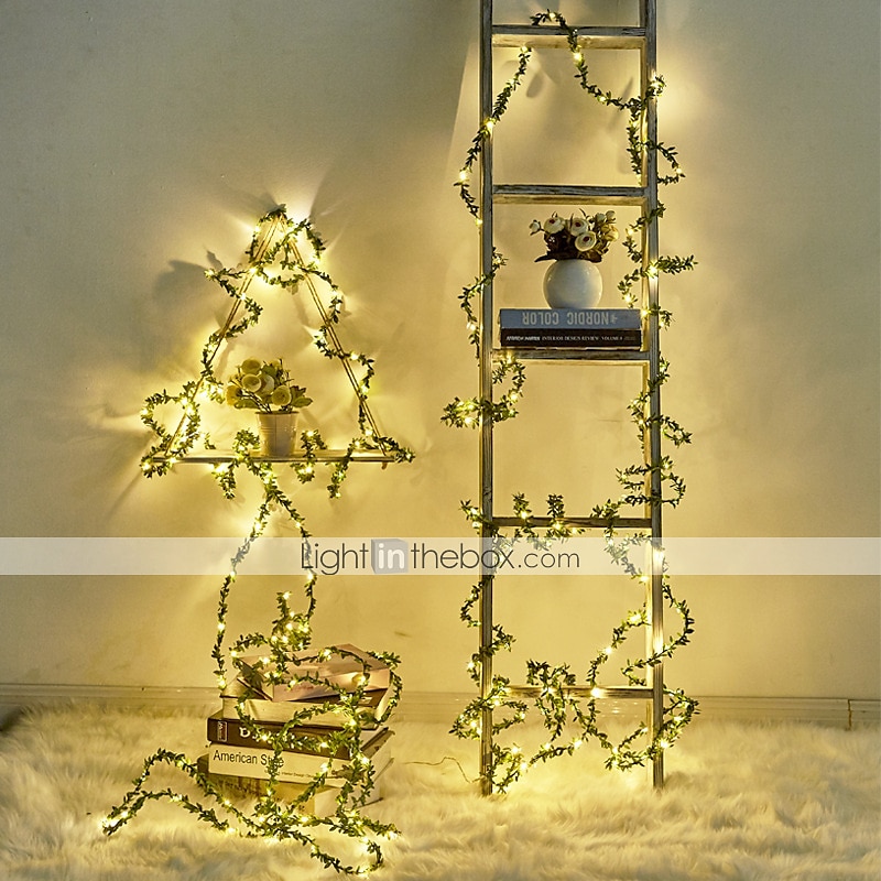 elegáns esküvői fogadás buli 5m 50 led zöld levelek girland led zsinór lámpák 2db 1db elemes tündérfény esküvői karácsonyi bankett kerti ünnep beltéri dekoráció 2025 - $16.99 –P3