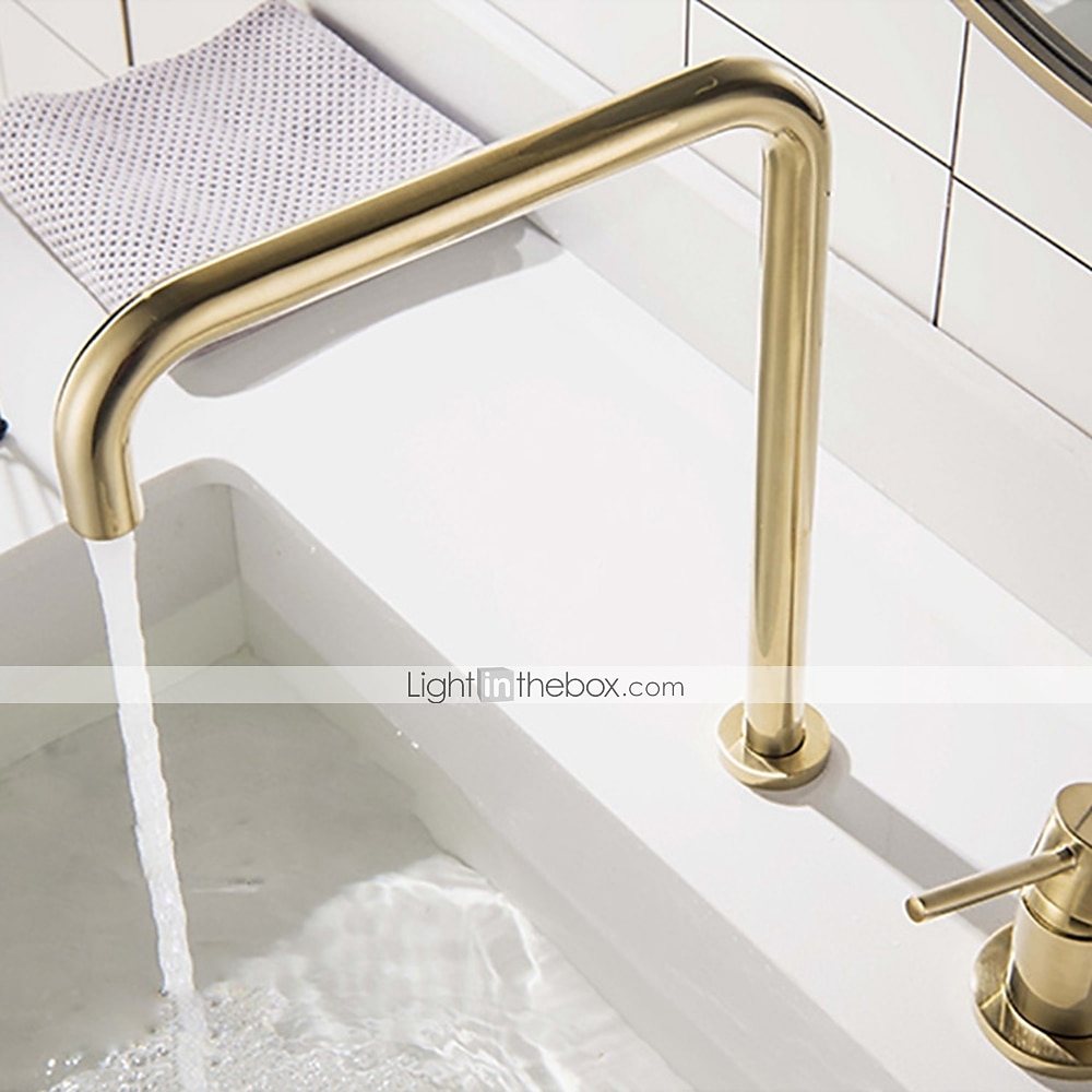 Robinet de lavabo de salle de bain, finition noir/chrome/or brossé/or rose répandu mitigeur de lavabo à deux trous mitigeur de lavabo robinet de salle de bain avec interrupteur chaud et froid de 2025 ? $178.99 –P4