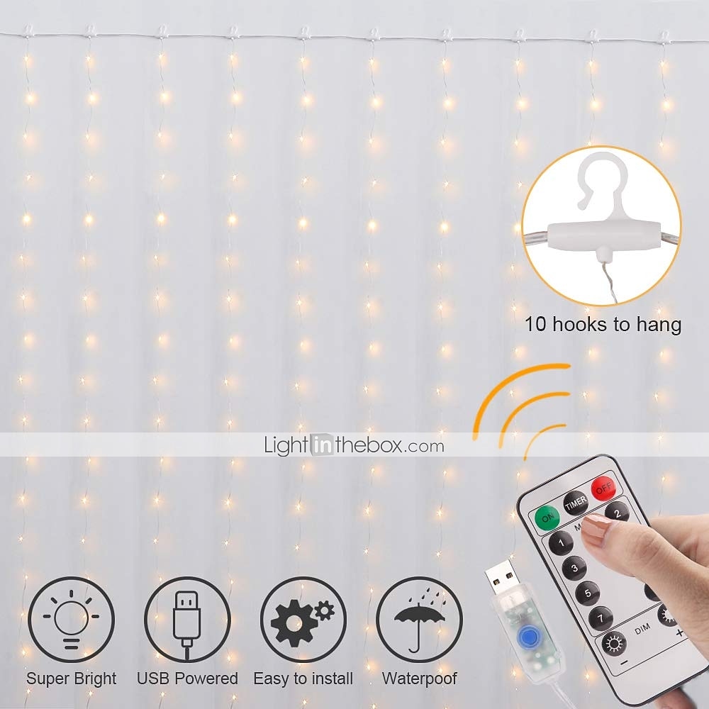 LED Window Curtain String Lights 3x3m Wedding Decoration 300 LEDs with 8 Lighting Modes Christmas Fairy Lights Home Décor Lights for Wedding Bedroom Party Garden Patio 2025 - $16.49 –P13