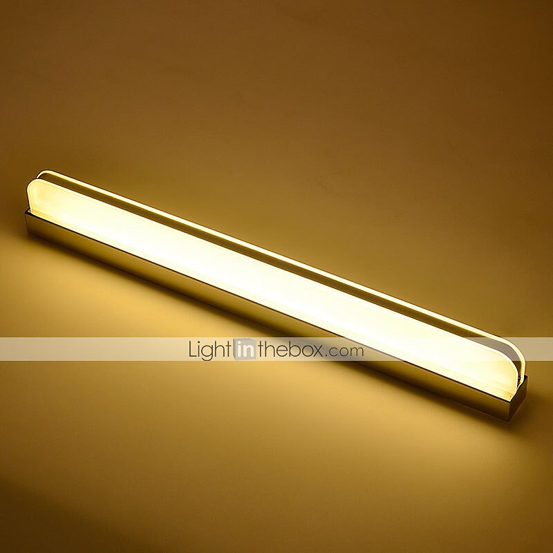 lampada frontale a specchio con luce di cortesia a led faro a specchio in acciaio inossidabile 28,3 pollici 16w lampada da trucco a led per bagno in acrilico semplice a prova di umidità del 2025 a $70.99 –P6