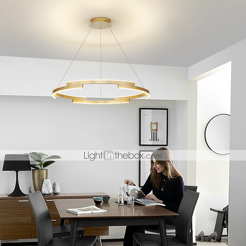 80 cm cercle pendentif lumière or lustre de luxe en aluminium anodisé LED moderne de 2026 ? $499.99 –P5