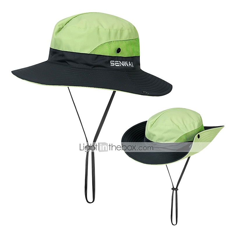 Women's Sun Hats Wide Brim Outdoor UV Protection Foldable Mesh Beach Fishing  Hat with Ponytail Hole Hiking Hat Bucket Hat Boonie hat Summer Portable  Breathable Patchwork Green Black Red Fuchsia 2024 - $11.99