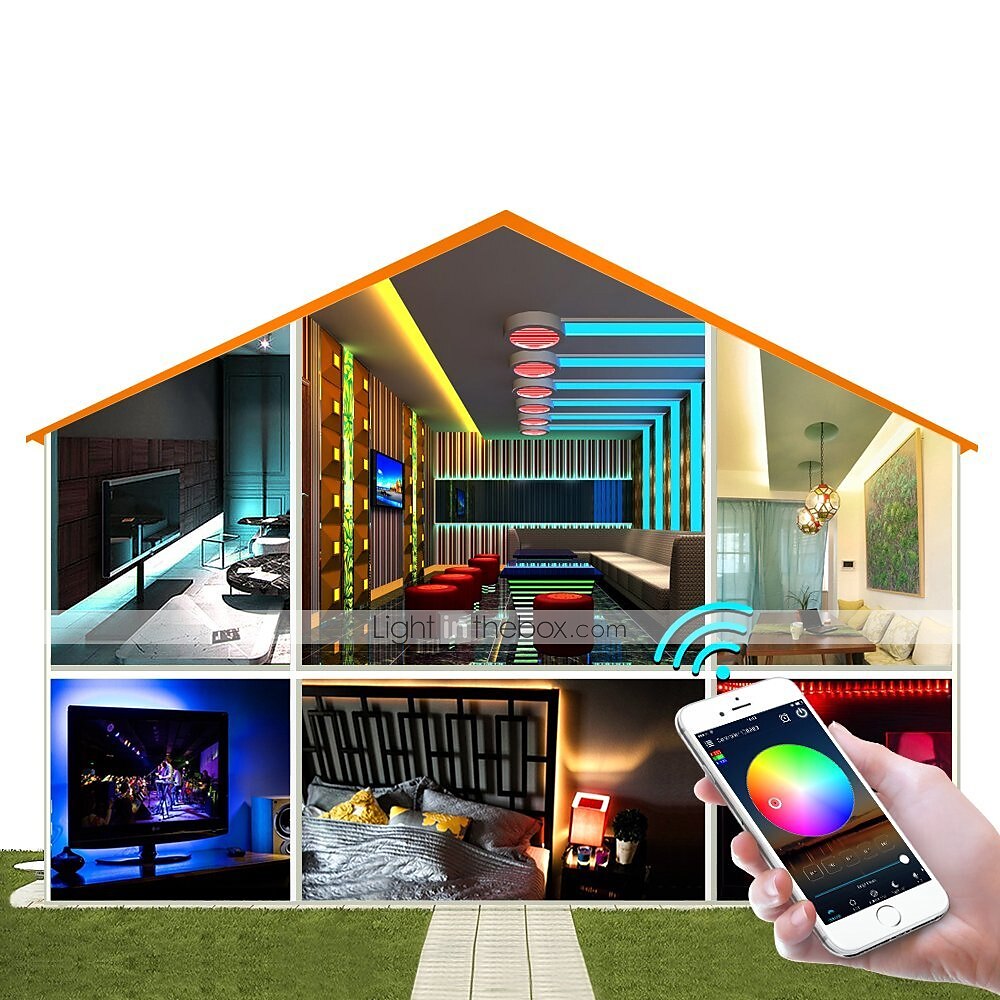 2025年 10m33ftスマートsmd5050rgbledストリップライトwifiアプリ制御音楽同期作業withalexagoogleホームキッチンテレビパーティー180ledswith24キーコントローラーdc12v  コレクション – $34.99 –P12