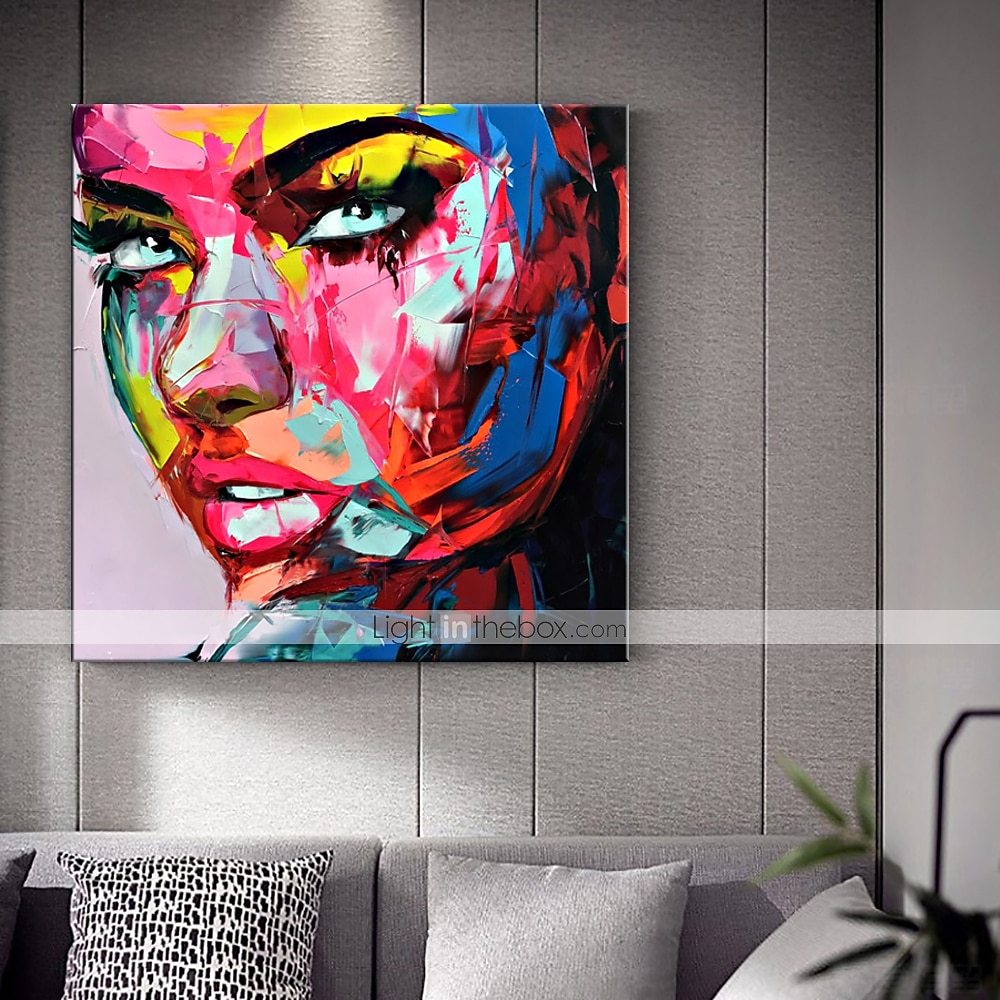 pittura a olio 100% fatto a mano dipinto a mano arte della parete su tela bellezza donne viso colorato ritratto astratto moderno decorazione della casa arredamento tela arrotolata senza cornice non del 2025 a $86.99 –P8