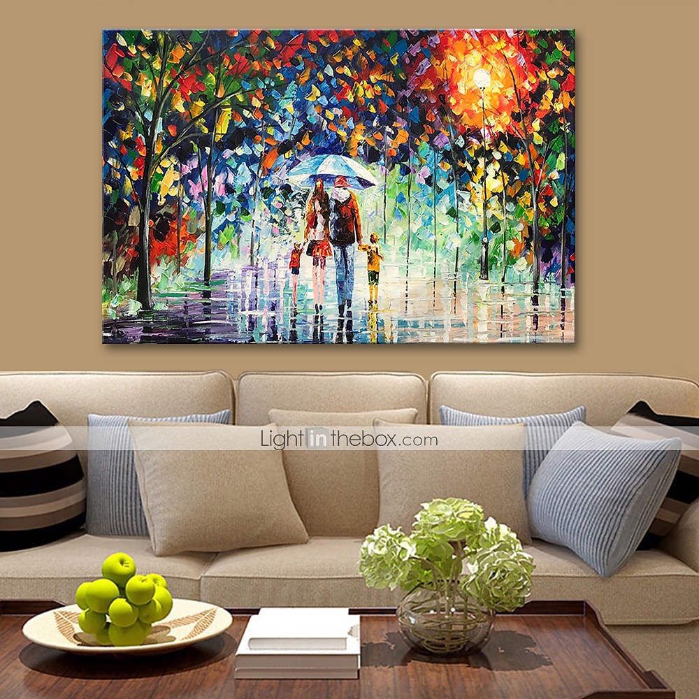 Oil Painting 100% Handmade Hand Painted Wall Art On Canvas A Family Of Four Holds An Umbrella Abstract Landscape Vintage Traditional Home Decoration Decor Rolled Canvas No Frame Unstretched 2025 - $75.99 –P2