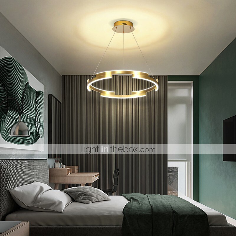 80 cm cercle pendentif lumière or lustre de luxe en aluminium anodisé LED moderne de 2026 ? $499.99 –P6