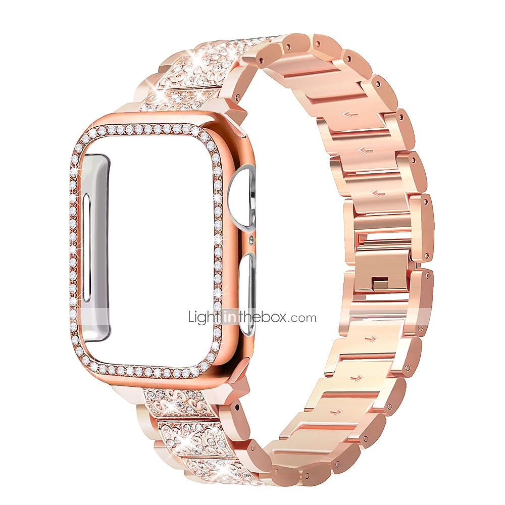 Cinturino per orologio  per Apple Watch 38mm 40mm 41mm 42mm 44mm 45mm 49mm iwatch Series Ultra 8 7 6 SE 5 4 3 2 1 Acciaio inossidabile Con diamantini Sostituzione Cinghia con caso Diamante Bling del 2025 a $22.99 –P1